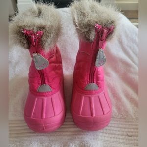 Boots Pink Girl Size 8 Warm THERMOLITE zip front with faux fur rim Target